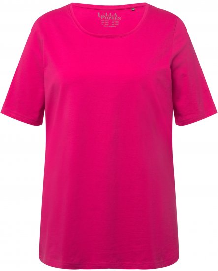 Ulla Popken Essential Round Neck Stretch Tee Fuchsia Pink - Majice - 