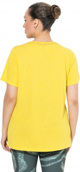 Ulla Popken Functional Antibacterial Finish V-Neck Short Sleeve Knit Top Sun Yellow - Majice - 