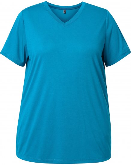 Ulla Popken Functional Antibacterial Finish V-Neck Short Sleeve Knit Top Opal Green - Majice - 