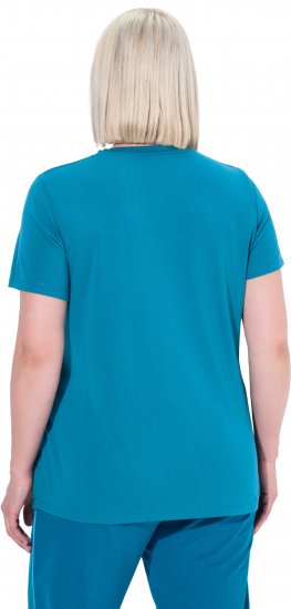 Ulla Popken Functional Antibacterial Finish V-Neck Short Sleeve Knit Top Opal Green - Majice - 