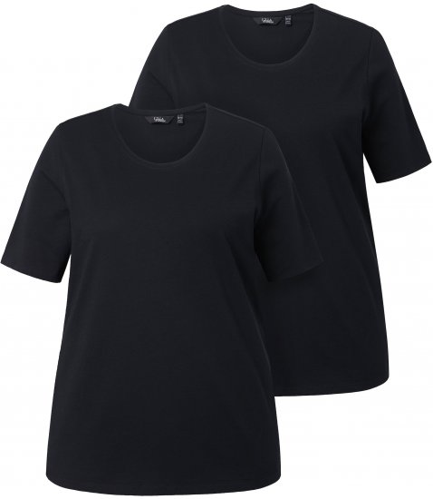 Ulla Popken Scoop Neck Short Sleeve Tee Black - Majice - 