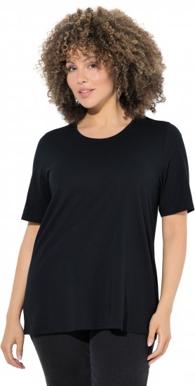 Ulla Popken Scoop Neck Short Sleeve Tee Black - Majice - 