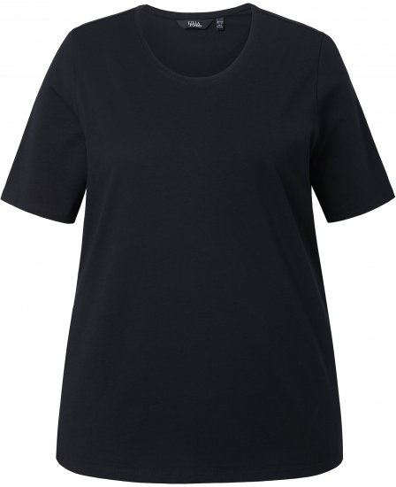 Ulla Popken Scoop Neck Short Sleeve Tee Black - Majice - 