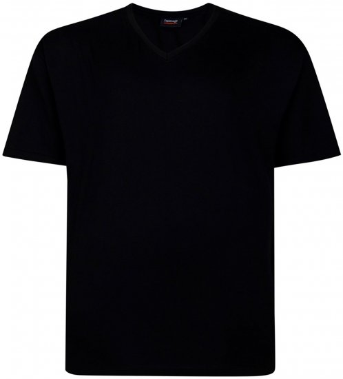 Espionage T016 Plain V-Neck T-Shirt Black - Kratke Majice - Moške kratke majice za močnejše postave