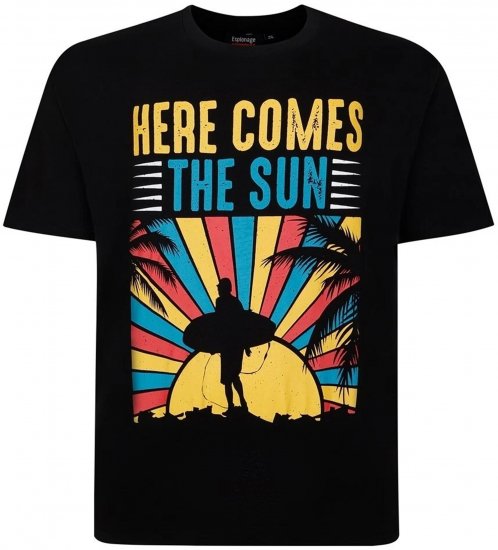Espionage T421 Here Comes The Sun Printed T-Shirt Black - Majice s potiskom - 