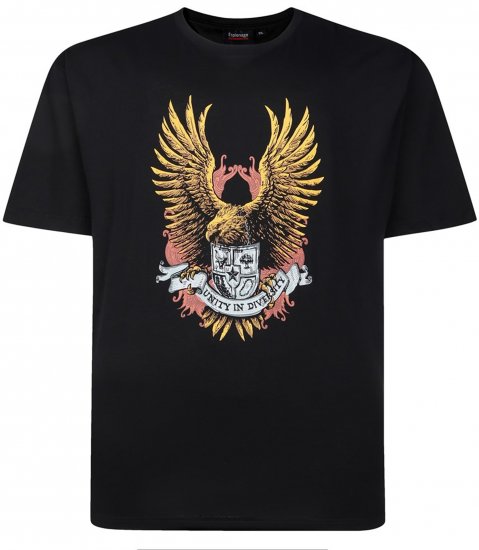 Espionage T442 Eagle Printed T-Shirt Black - Kratke Majice - Moške kratke majice za močnejše postave