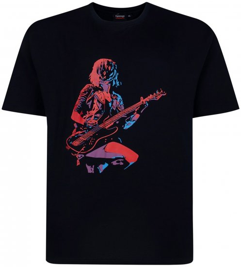 Espionage T454 Abstract Guitarist Printed T-Shirt Navy - Majice s potiskom - 