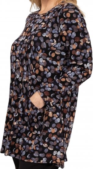 Scandinavian Caramel Flower Petals Tunic Copper and Blue - Natisnjene majice za ženske - 