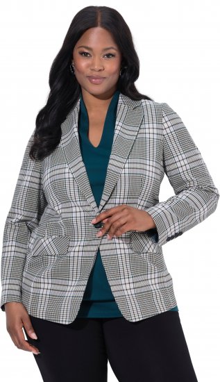 Ulla Popken Karirast Blazer Zelen - Blazer - 