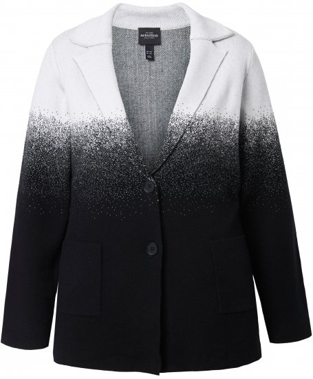 Ulla Popken Pleten Blazer Z Barvnim Prehodom Črn/Bel - Blazer - 