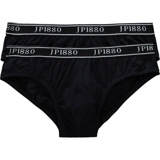 JP1880 Briefs Stretch Cotton 2-Pack Black - Spodnje perilo & kopalne hlače - Moško Spodnje Perilo za močnejše postave