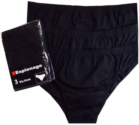 Espionage U002 3-Pack Slip Briefs Black - Spodnjice - Moške Spodnjice za močnejše postave