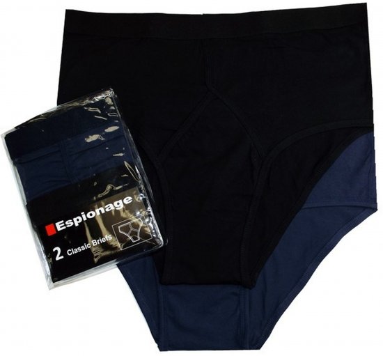 Espionage U003 2-Pack Y-Front Briefs Black/Navy - Spodnjice - Moške Spodnjice za močnejše postave