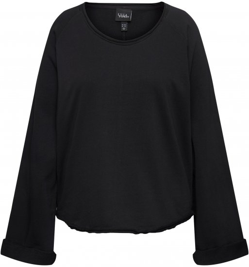 Ulla Popken Rolled Edge Long Sleeve Sweatshirt Black - Puloverji & jopice - 