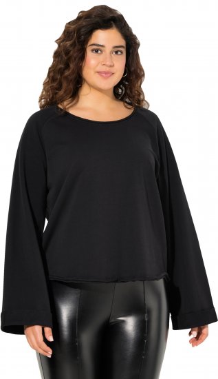 Ulla Popken Rolled Edge Long Sleeve Sweatshirt Black - Puloverji & jopice - 