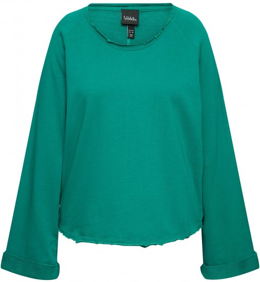Ulla Popken Rolled Edge Long Sleeve Sweatshirt Emerald Green - Puloverji & jopice - 