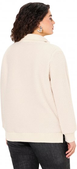 Ulla Popken Teddy Fleece Troyer Collar Sweatshirt Light Champagne - Puloverji & jopice - 