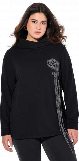 Ulla Popken Ribbon Detail Turtleneck Sweatshirt Black - Puloverji & jopice - 