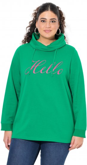 Ulla Popken HELLO Classic Fit Stand-Up Collar Sweatshirt Emerald Green - Puloverji & jopice - 