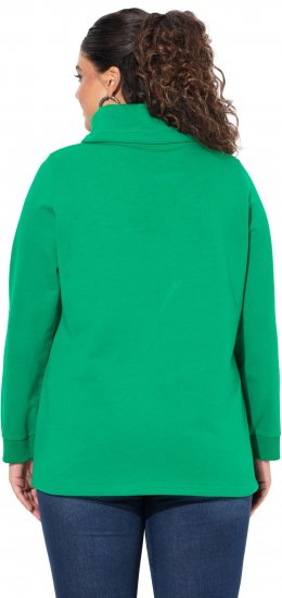 Ulla Popken HELLO Classic Fit Stand-Up Collar Sweatshirt Emerald Green - Puloverji & jopice - 