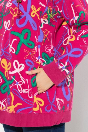 Ulla Popken Ribbon Print Turtleneck Sweatshirt Cherry Red - Puloverji & jopice - Udobni puloverji in pletenine