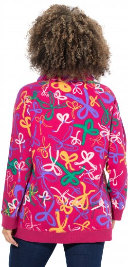 Ulla Popken Ribbon Print Turtleneck Sweatshirt Cherry Red - Puloverji & jopice - 