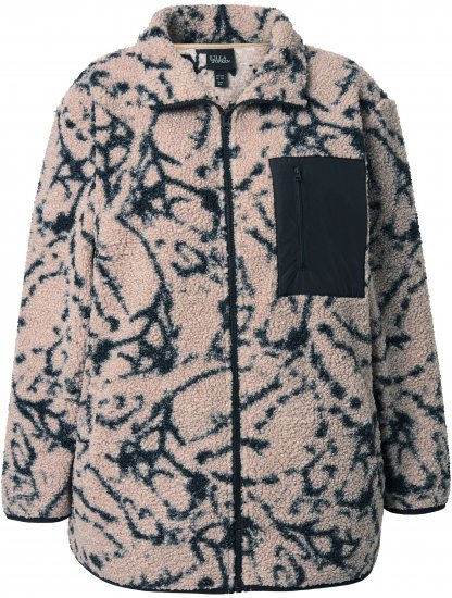 Ulla Popken Marble Print Teddy Fleece Jacket Dark Putty - Puloverji & jopice - 