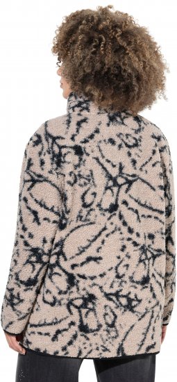 Ulla Popken Marble Print Teddy Fleece Jacket Dark Putty - Puloverji & jopice - 