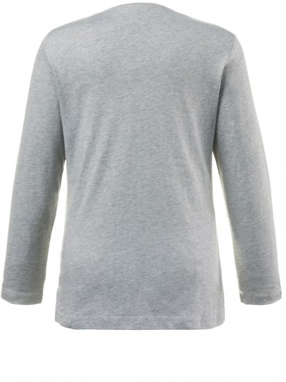 Ulla Popken Basic Round Neck Long Sleeve Slim Fit Cotton Tee Light Grey Melange - Majice - 
