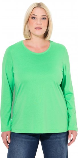 Ulla Popken Basic Round Neck Long Sleeve Slim Fit Cotton Tee Mint Green - Majice - 