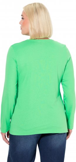 Ulla Popken Basic Round Neck Long Sleeve Slim Fit Cotton Tee Mint Green - Majice - 
