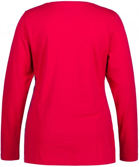 Ulla Popken Basic Round Neck Long Sleeve Slim Fit Cotton Tee Red - Majice - 