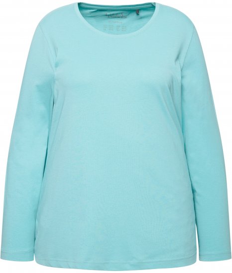 Ulla Popken Basic Round Neck Long Sleeve Slim Fit Cotton Tee Mint - Majice - 