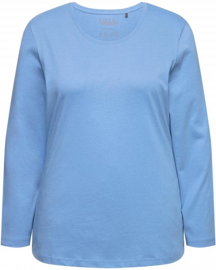 Ulla Popken Basic Round Neck Long Sleeve Slim Fit Cotton Tee Light Cornflower - Majice - 