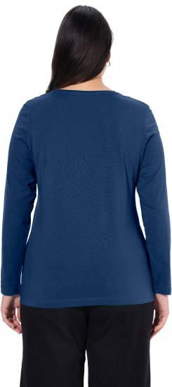 Ulla Popken Basic Round Neck Long Sleeve Slim Fit Cotton Tee Dark Blue - Majice - 
