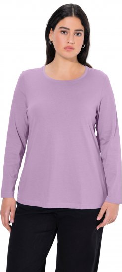 Ulla Popken Basic Round Neck Long Sleeve Slim Fit Cotton Tee Lavender - Majice - 