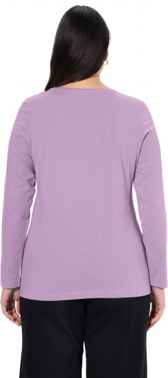 Ulla Popken Basic Round Neck Long Sleeve Slim Fit Cotton Tee Lavender - Majice - 