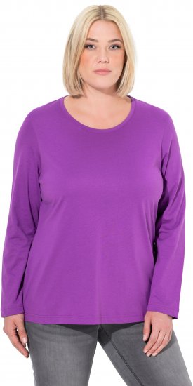 Ulla Popken Basic Round Neck Long Sleeve Slim Fit Cotton Tee Purple - Majice - 
