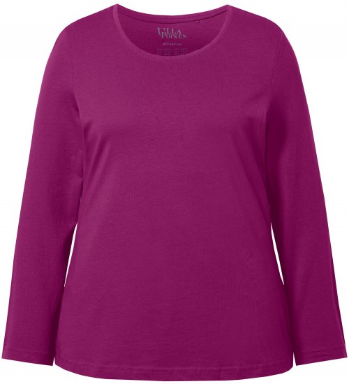 Ulla Popken Basic Round Neck Long Sleeve Slim Fit Cotton Tee Berry - Majice - 
