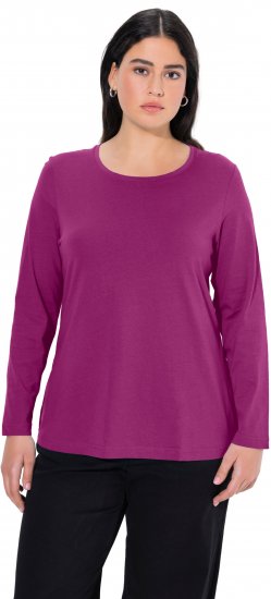 Ulla Popken Basic Round Neck Long Sleeve Slim Fit Cotton Tee Berry - Majice - 