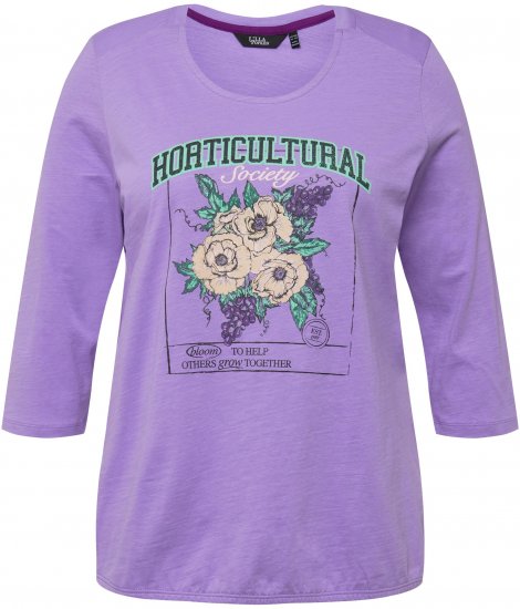 Ulla Popken Horticultural Graphic Floral Tee Pale Lilac - Natisnjene majice za ženske - 