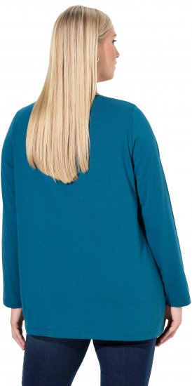 Ulla Popken Fawn Long Sleeve Graphic Tee Teal - Natisnjene majice za ženske - 