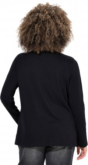 Ulla Popken Holiday Long Sleeve Graphic Tee Black - Natisnjene majice za ženske - 