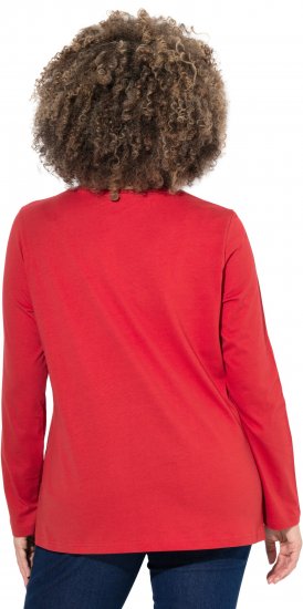Ulla Popken Holiday Long Sleeve Graphic Tee Salsa Red - Natisnjene majice za ženske - 