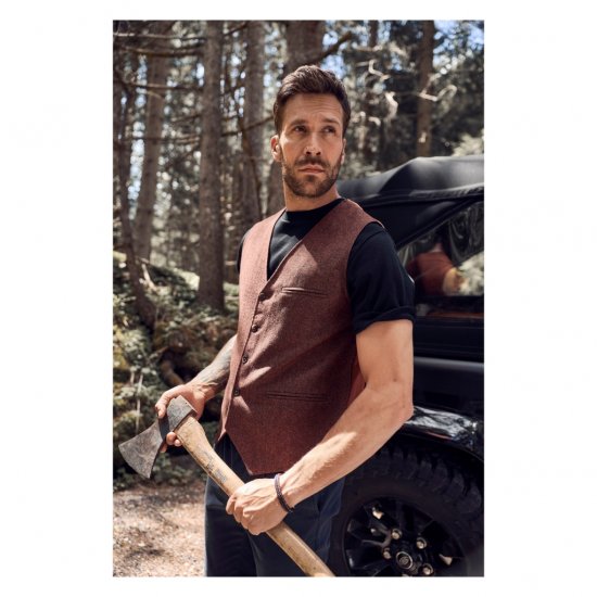 JP1880 Tweed Waistcoat Wool Brick Red - Telovniki - Brezrokavniki v velikih velikostih