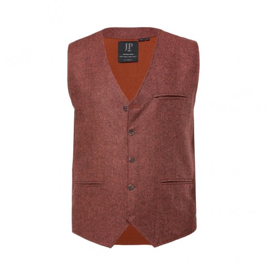 JP1880 Tweed Waistcoat Wool Brick Red - Telovniki - Brezrokavniki v velikih velikostih