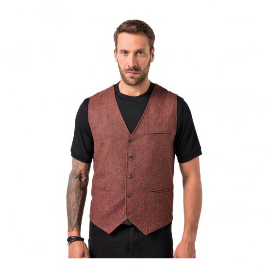 JP1880 Tweed Waistcoat Wool Brick Red - Telovniki - Brezrokavniki v velikih velikostih