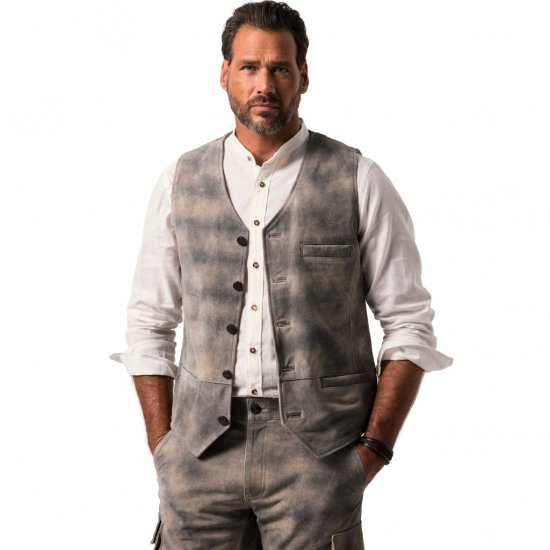 JP1880 Vest Traditional Cowhide Graphite Grey - Vsa oblačila - Oblačila za Močnejše