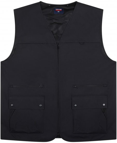 Espionage JT126 Multi Pocket Utility Gilet Black - Telovniki - Brezrokavniki v velikih velikostih
