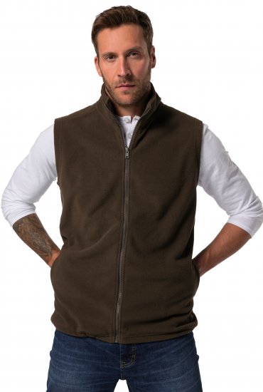 JP1880 Fleece Vest Stand-up Collar Brown - Jakne - Moške bunde za Močnejše Postave